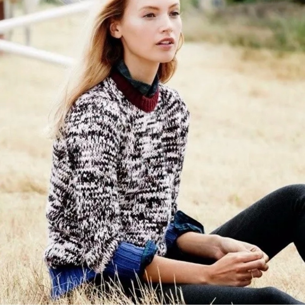 J. Crew Marled Color Block Ribbing Wool Blend Sweater XS